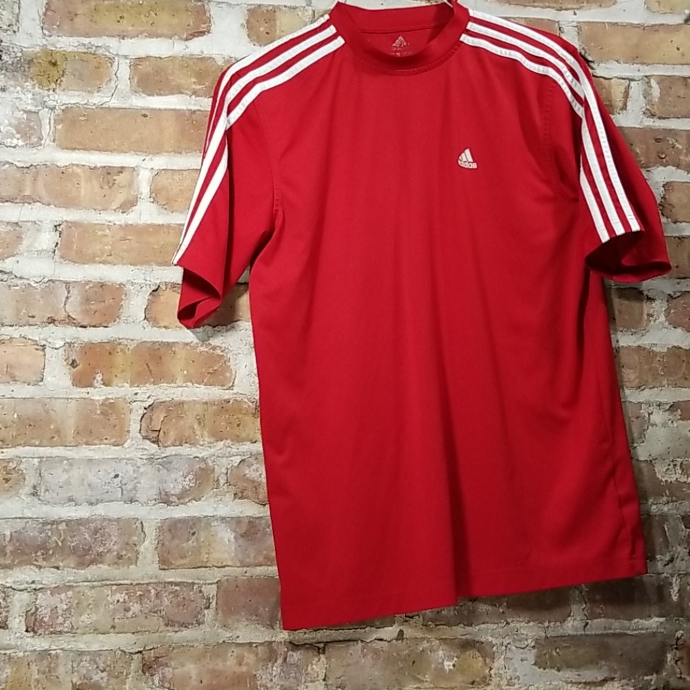 Adidas red men's workout top shortsleev size small